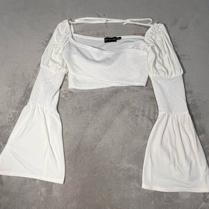 White Long Sleeve Crop Top from PrettyLittleThings | Size 6